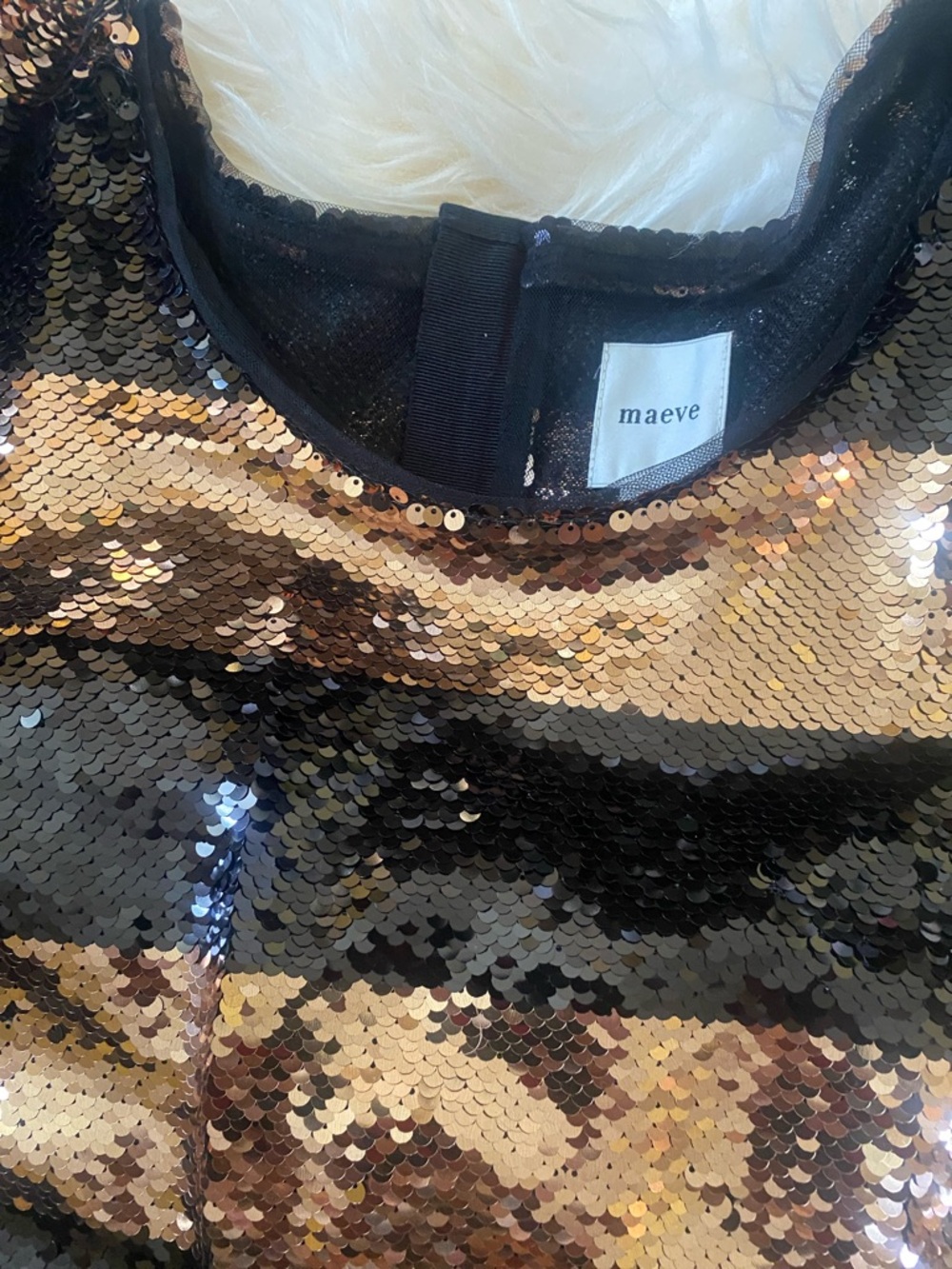 Maeve Black and Gold Reversible Sequin Tank